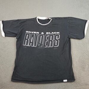 Vintage Raiders Shirt Mens Large Black NFL Football Salem Sportswear 90s